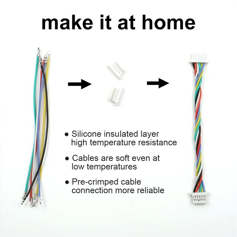 elechawk SH1.0 Connectors and Pre-Crimped Silicone Cables Compatible with JST SH 1.0mm for Flight Controller F405 H7 F7 - Image 3